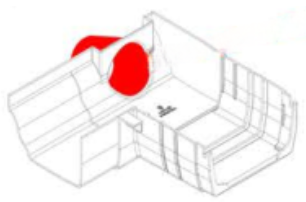 165mm                              90° Degree                      Box Gutter Adaptor with Extended Elephant's Trunk Outlet Left